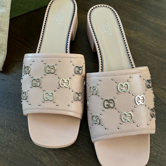 Gucci Perfect Pink Malaga Leather Interlocking G Sandals Slides 42 - Picture 6 of 11